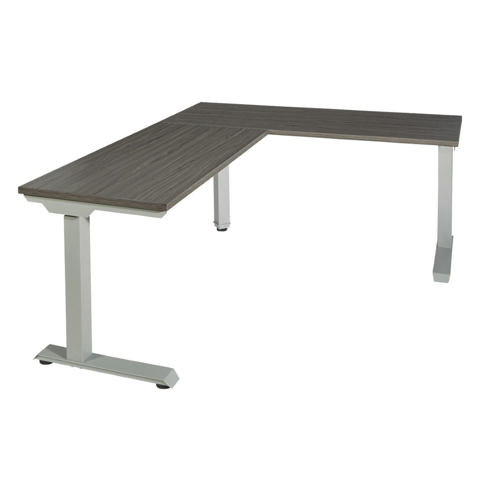 OSP Home Furnishings Ascend Ii Electric Standing L-shape Desk with 3-stage Lift for Corner Office Use Silver A336072SVS