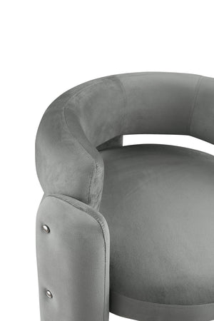 English Elm Accent Chair with Hollow Backrest for Ergonomic Support, Solid Wood Frame, Stylish Fabric Upholstery Grey W1420P194057