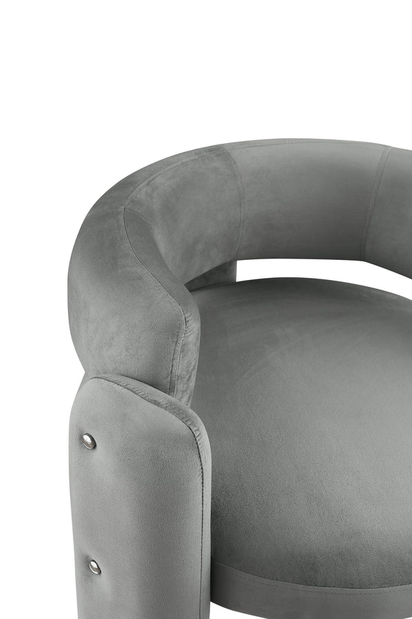 English Elm Accent Chair with Hollow Backrest for Ergonomic Support, Solid Wood Frame, Stylish Fabric Upholstery Grey W1420P194057