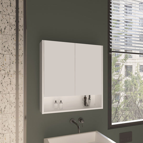 English Elm Medicine Cabinet Sleek White 2-Door Wall Mount with 4 Adjustable Shelves, 25.8"x24.8"x5.6" и B097P369422