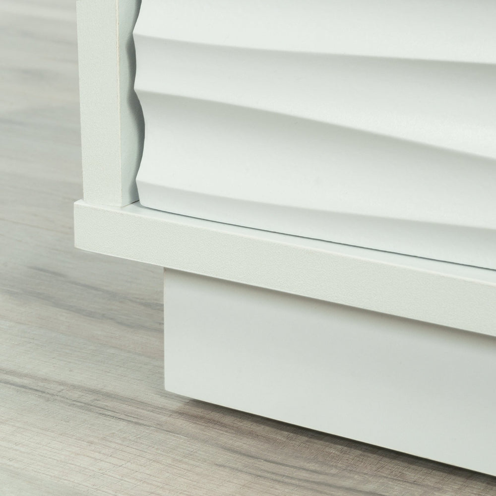 English Elm Night Stand - Sleek White Finish With Ribbed Drawer, Compact Storage Solution For Modern Spaces B356P402787