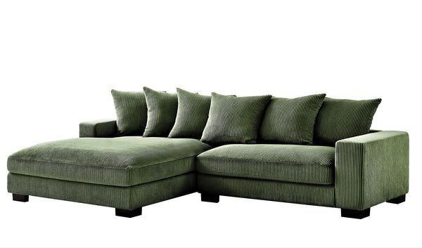 English Elm Luxe Oversized Left-Facing Sectional Sofa - Plush 102.4-Inch L-Shaped Couch In Dark Green Corduroy B2735S00001