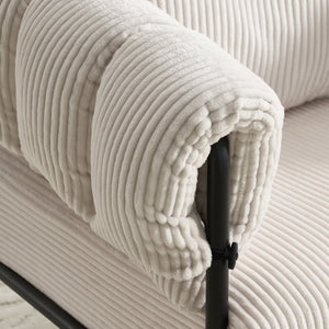 English Elm TS Modern decorative chair with plush teddy fleece upholstery and gold metal legs for luxe comfort and style Creamy White W2311P308063