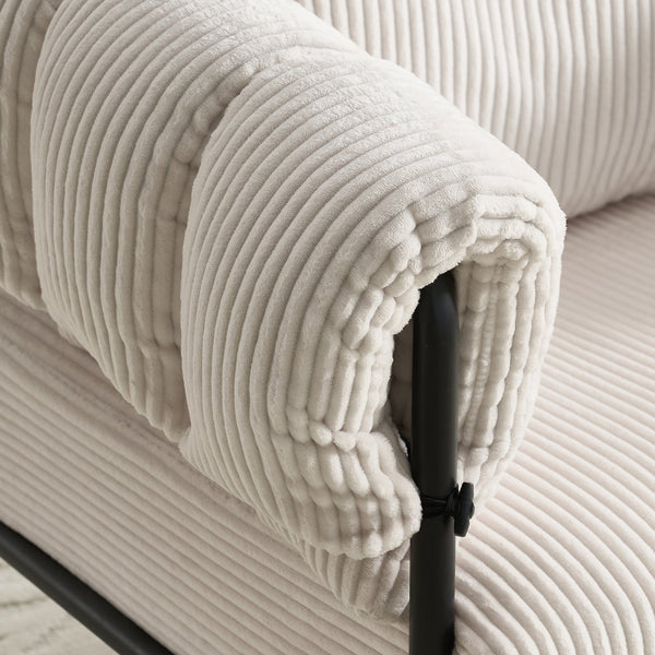 English Elm TS Modern decorative chair with plush teddy fleece upholstery and gold metal legs for luxe comfort and style Creamy White W2311P308063