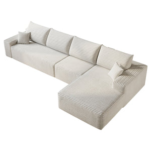 English Elm 135" Cloud Sectional Couch - Modern L-Shape Chaise Sofa With Plush Corduroy For Ultimate Comfort! W2824S00118