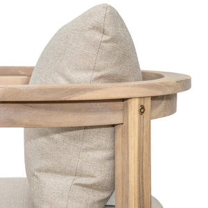 English Elm Christopher Knight Home® - Abaco Acacia Outdoor Barstool Set of 2 with Removable Gray Cushions, Rustic Curved Back Support Beige,Light White N775P294071G