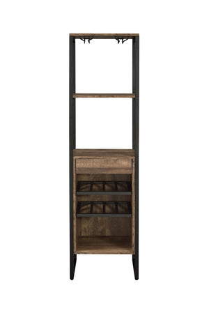 English Elm Narik Tall Freestanding Wine Rack with Drawer Open Slatted Rustic Modern Storage B2726P338123