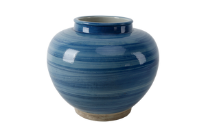 Lilys Sky Blue Round Jar 14X14 8364