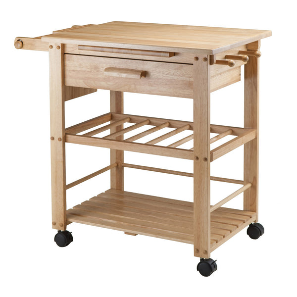 Winsome Wood Finland Utility Kitchen Cart - Versatile Solid Wood Design With Pullout Cutting Board & Wine Rack Natural Solid ,Composite Wood 83644-winsome-wood