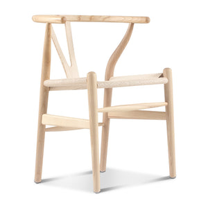 English Elm Set of Two Wishbone Chairs Natural Ash Solid Wood Hand-Woven Paper Cord Seats Eco Oil Finish Durable Stylish 92 B353P354544