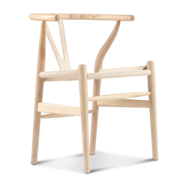 English Elm Set of Two Wishbone Chairs Natural Ash Solid Wood Hand-Woven Paper Cord Seats Eco Oil Finish Durable Stylish 92 B353P354544