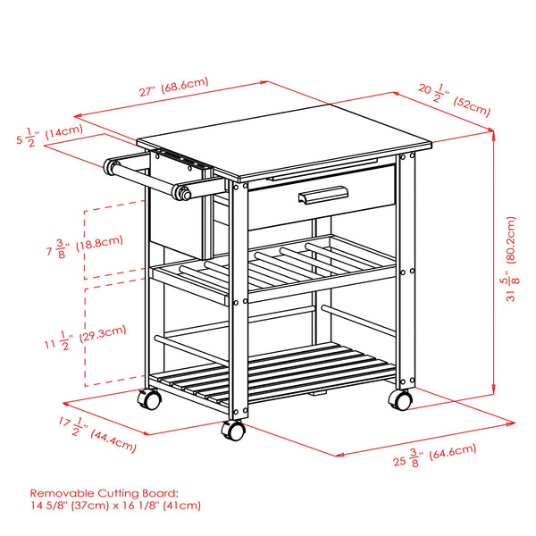 Winsome Wood Finland Utility Kitchen Cart - Versatile Solid Wood Design With Pullout Cutting Board & Wine Rack Natural Solid ,Composite Wood 83644-winsome-wood
