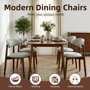 English Elm Wooden Upholstered Dining Chairs Set of 2 Linen Fabric Curved Back Farmhouse Style Gray W3204P456999