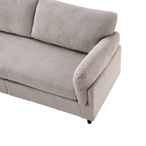 English Elm 82.6" Corduroy Mid-century Loveseat Ribbed Fabric Sofa Solid Wood Tapered Legs 2 Seater Camel W5515P488385