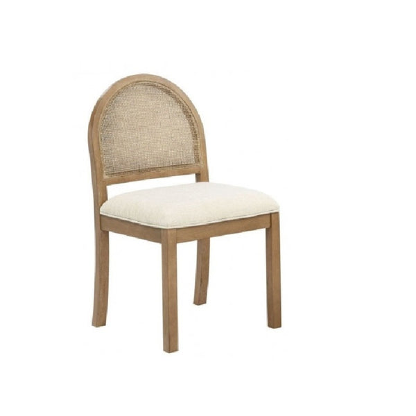 English Elm Set of 2 Rattan Back Dining Chairs Upholstered Seats Solid Wood Legs Farmhouse B011P474551