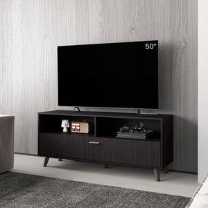 English Elm Coy Modern TV Stand for Living Room in Black - Engineered Wood, Open Shelves, Angled Legs, Sleek Storage (59.45") B092P315565