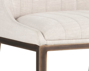 Sunpan Halden Dining Chair Set of 2 – Urban Style with Bold Stitching and Rustic Bronze Steel Frame Beige Linen