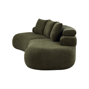 English Elm 122" Curved Modular Sectional Sofa Cloud Fill Polyester Upholstered Living Room Seating Olive Green N771P396326L_N771P396327L