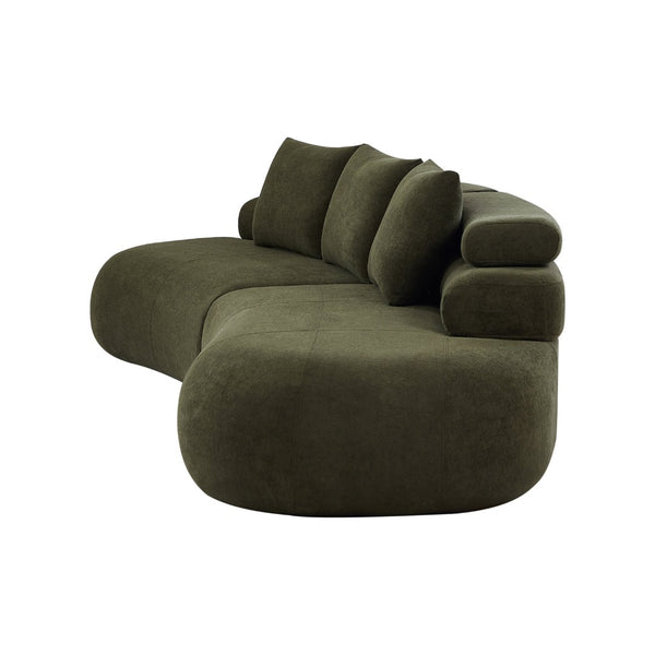 English Elm 122" Curved Modular Sectional Sofa Cloud Fill Polyester Upholstered Living Room Seating Olive Green N771P396326L_N771P396327L