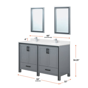 English Elm Dark Grey Double Bath Vanity 72in x22in with Cultured Marble Top, Chrome Faucets, 30in Mirrors, Durable Surface B2731S01142