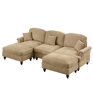 English Elm Classic Comfy Modular U-Shape Sectional Sofa With Removable Skirts, Ottoman, And Stylish Design W3041S00246