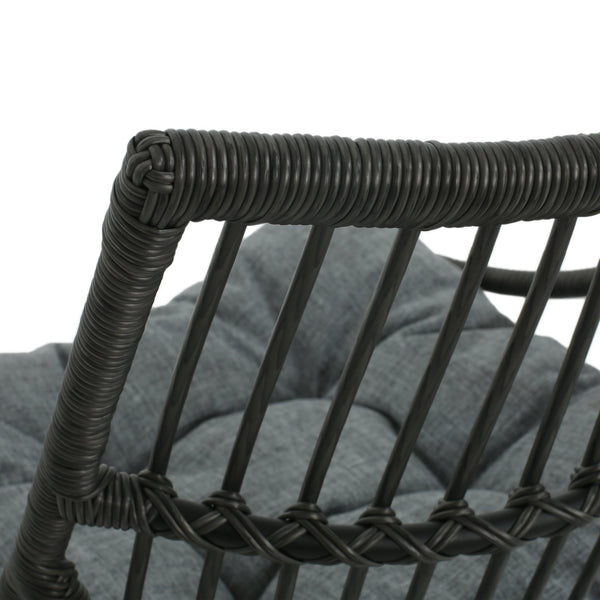 English Elm Christopher Knight Home® - ELAINE Wicker High Back Chair & Cage Side Table Set in Grey — PE Rattan, Water-Resistant Cushions, Retro Papasan Base (2-Piece) N775P188543G