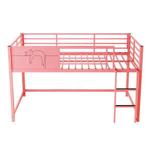 English Elm Twin House Shaped Metal Bed Frame for Kids with Full Guardrails and Low Floor Design W3752P458302