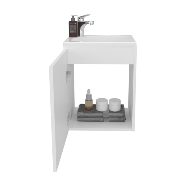 English Elm Summit Floating Wall Mount Vanity Cabinet Matte Finish Modern Bathroom Storage White B092P439898