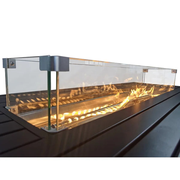 English Elm 24" Steel Propane Fire Pit Table with Cover — 50,000 BTU, push-button ignition, glass beads, weatherproof design B120S00046