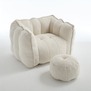 English Elm Soft Bean Bag Chair With High-Resilience Foam Chips & Footstool – Ideal For Gaming, Reading, Relaxing W1996P309477-GIGA