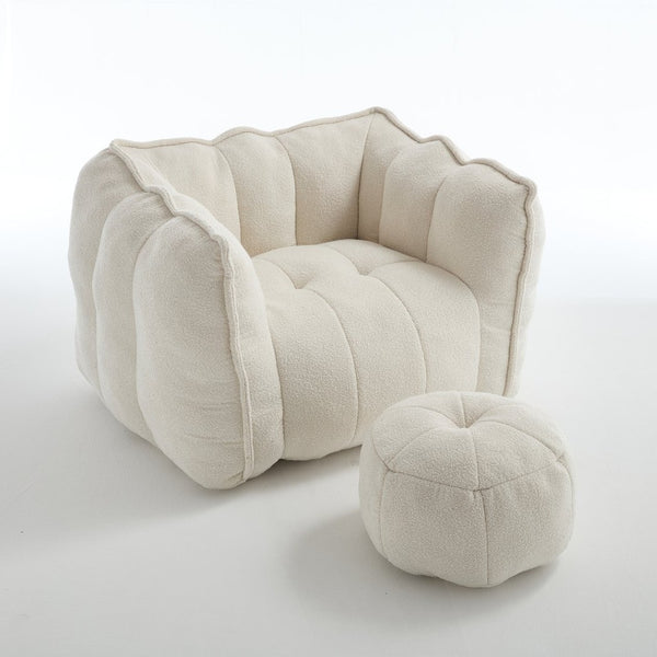English Elm Soft Bean Bag Chair With High-Resilience Foam Chips & Footstool – Ideal For Gaming, Reading, Relaxing W1996P309477-GIGA