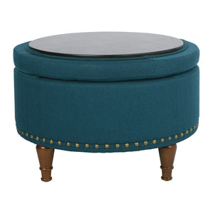 OSP Home Furnishings Alloway Storage Ottoman Azure