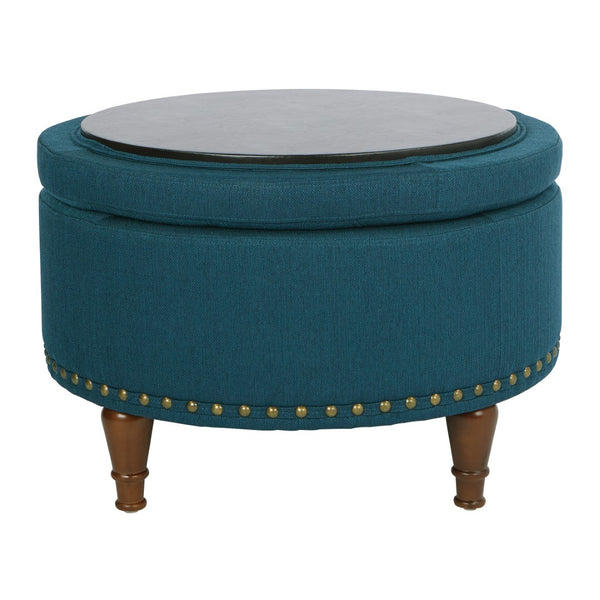 OSP Home Furnishings Alloway Storage Ottoman Azure