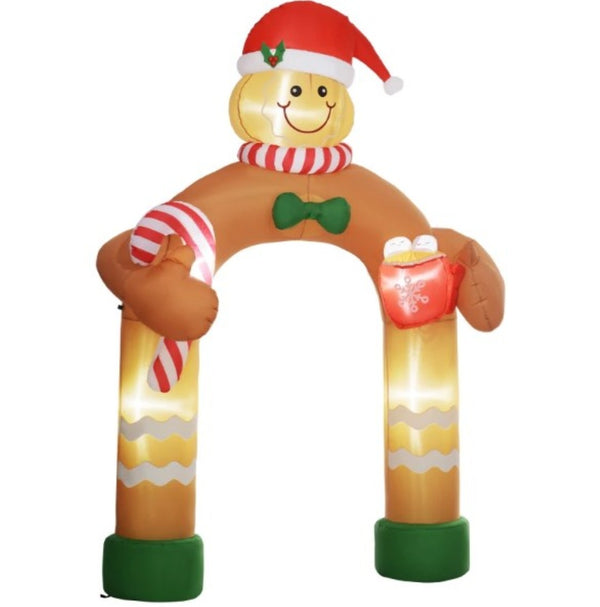 English Elm Gingerbread Man Arch Inflatable Nine Foot Led Lit Holiday Yard Walkway Display T3971P416701