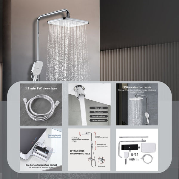 English Elm Triple Function Wall Mounted Shower System with Rainfall Handheld and Copper Body W2071P227920
