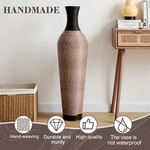 English Elm 39.4" Handcrafted Pvc Tall Floor Vase Textured Boho Accent for Entryway or Living Room W2796P446190