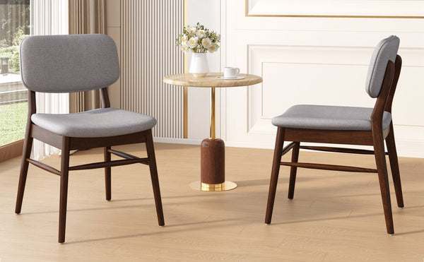 English Elm Christopher Knight Home® - Set Of 2 Mid-Century Dining Chairs - Walnut Frame & Light Gray Upholstery For Timeless Style N759P307029D