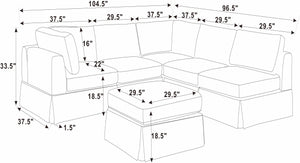 English Elm 6-Piece Upholstered Sectional - Modular Comfort With Classic French Style, Perfect For Any Living Space B343S00014