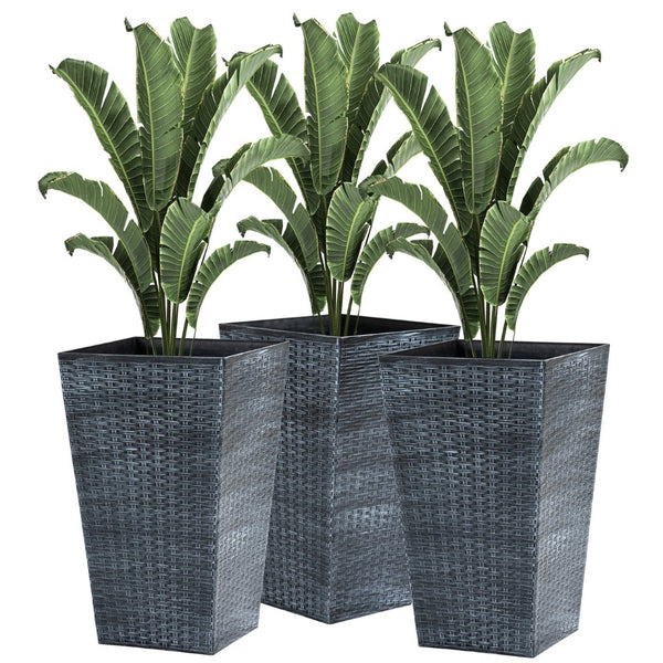 English Elm Outsunny Set Of 3 Stylish Tall Planters - Uv-Resistant, Self-Draining Flower Pots For Indoor & Outdoor W2225P174482-GIGA