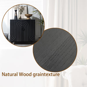 English Elm Modern Black Wood Storage Cabinet - Stylish 30In Accent Sideboard For Living Room, Bedroom & Entryway W2729P239175