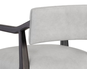 Sunpan Keagan Bar Stool - Mid-Century Design with Dark Brown Oak Frame and Artisan Leather Craftsmanship Saloon Light Grey Leather