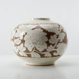 Amalfi Double Glazed Round Vase With Flower Motif 13X13X10.4H