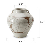 Lilys Amalfi Double Glazed Two Handles Taperd Vase With Flower Motif 8.6X8.6X9.4H 8370-5