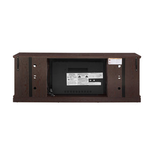 English Elm 70" Modern TV Stand with 23" Electric Fireplace, Faux Stone Mantel, Ample Storage & Cable Management Cherry W2275S00023