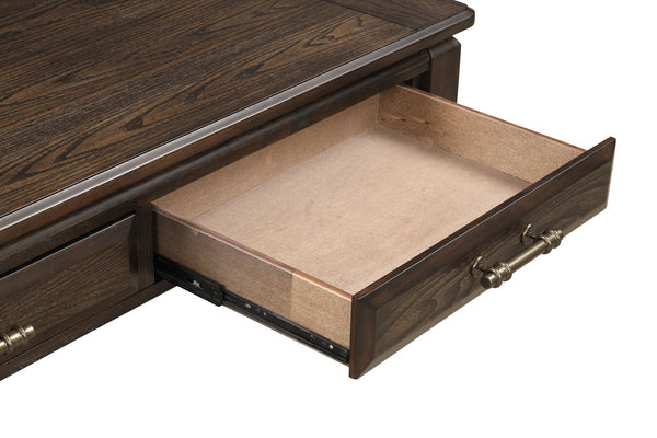 English Elm Mahogany Solid Wood Traditional Cocktail Table with Two Storage Drawers and Dark Finish for Living Room Mahogany 53.5 L x 34 W x 10 H B2699P242845