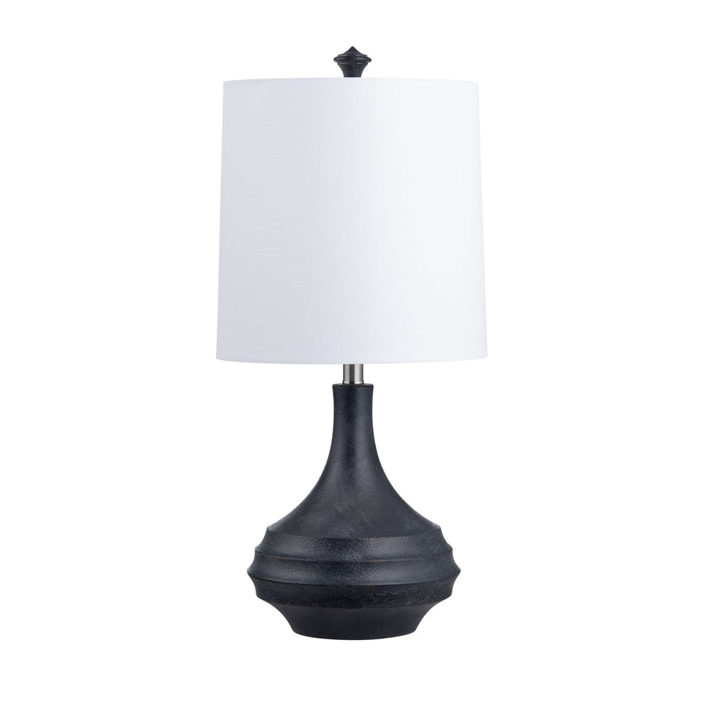 Crestview Collection 27.75"H Dax Resin Table Lamp - Rustic Matte Black Gourd Design With Tapered Linen Shade For Style   Cvavp1911