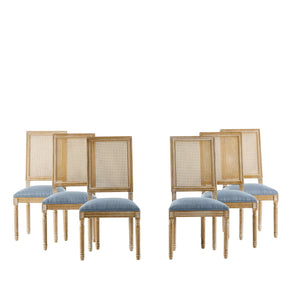 English Elm Christopher Knight Home® - [Set Of 6] Elegant French Country Dining Chairs With Plush Seats & Cane Backrest - Rustic Charm! N767P263678D_6