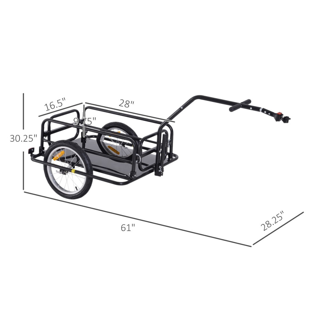 English Elm Aosom Steel Bike Cargo Trailer Foldable Flatbed Cart with 88 Lb Capacity Hitch W2225P200824