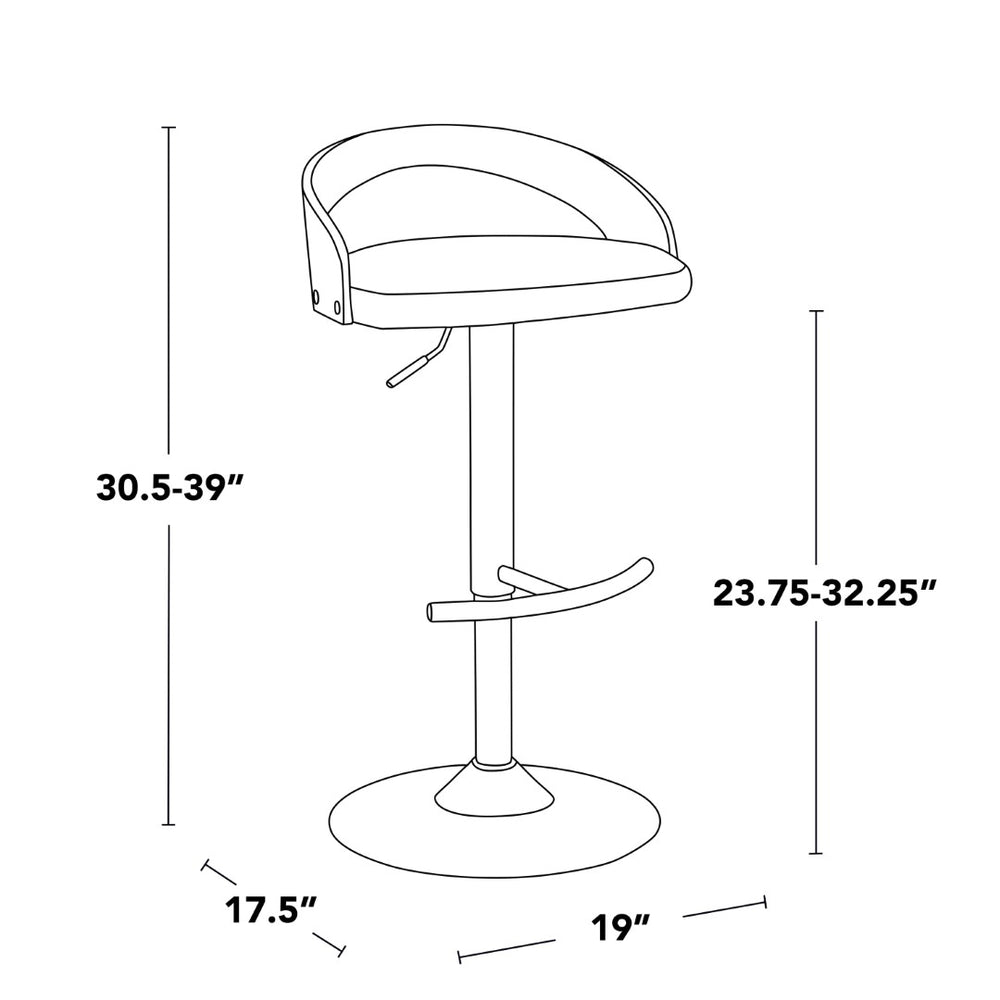 English Elm Adjustable Swivel Barstools Set of 2 Faux Leather Seat Black Metal Base Kitchen B202S01972