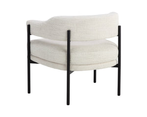 Sunpan Lola Lounge Chair - Contemporary Comfort with Elegant Curves and Matte Black Iron Frame Design Merino Pearl